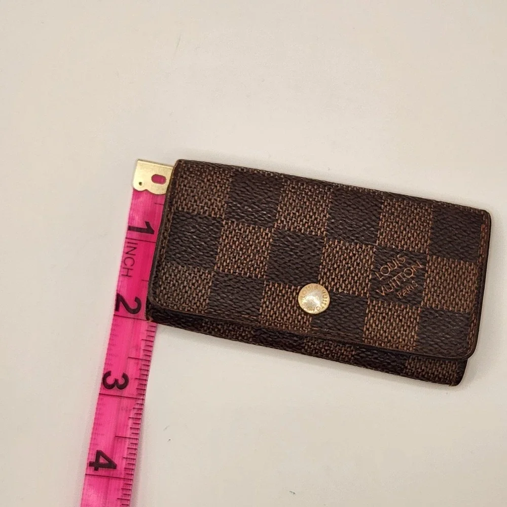 Louis Vuitton Damier Ebene 4 Key Holder Case Brown Canvas Wallet Made in France